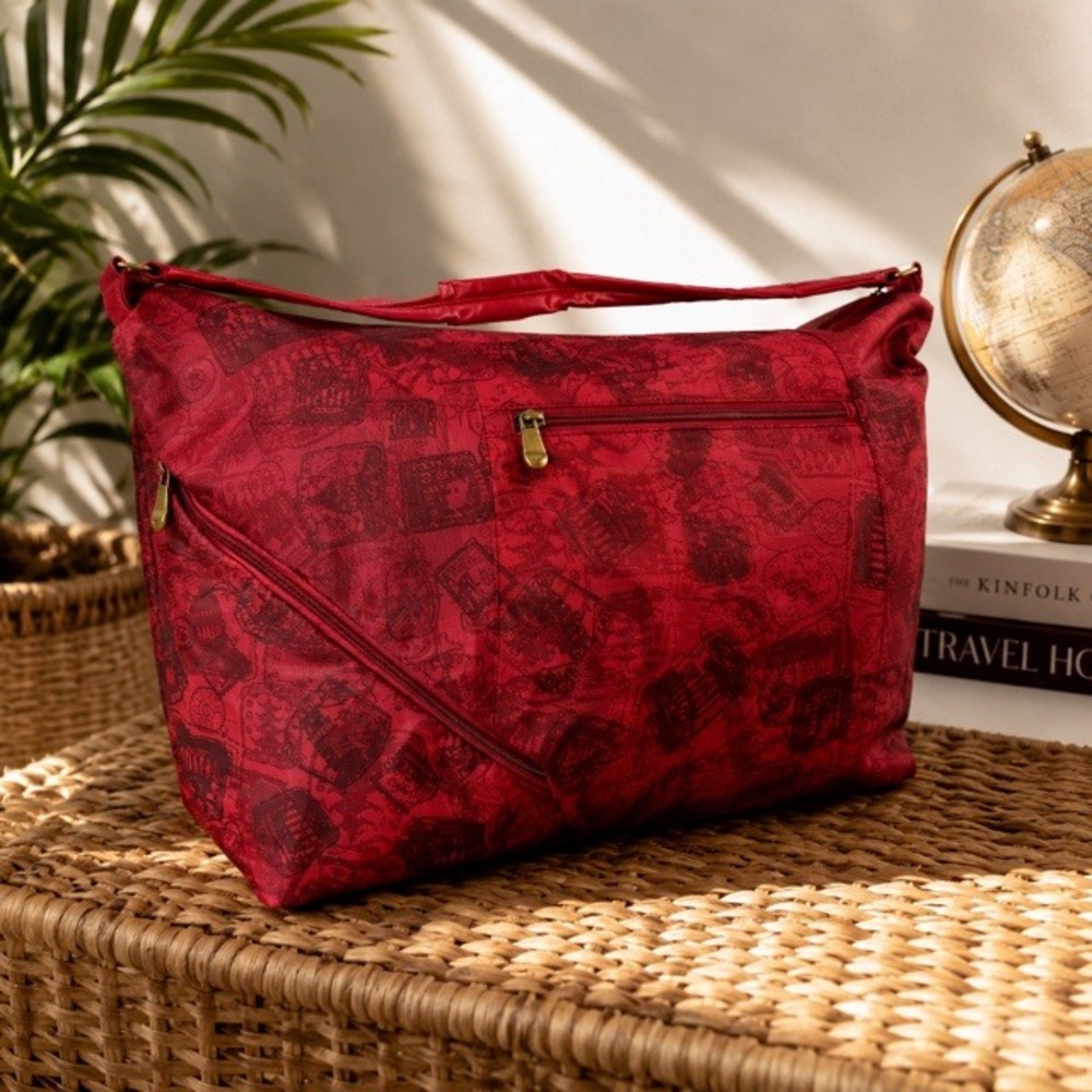 Samantha Brown Red Travel Weekender Tote Bag Carry On Places Print 23" - Picture 12 of 12